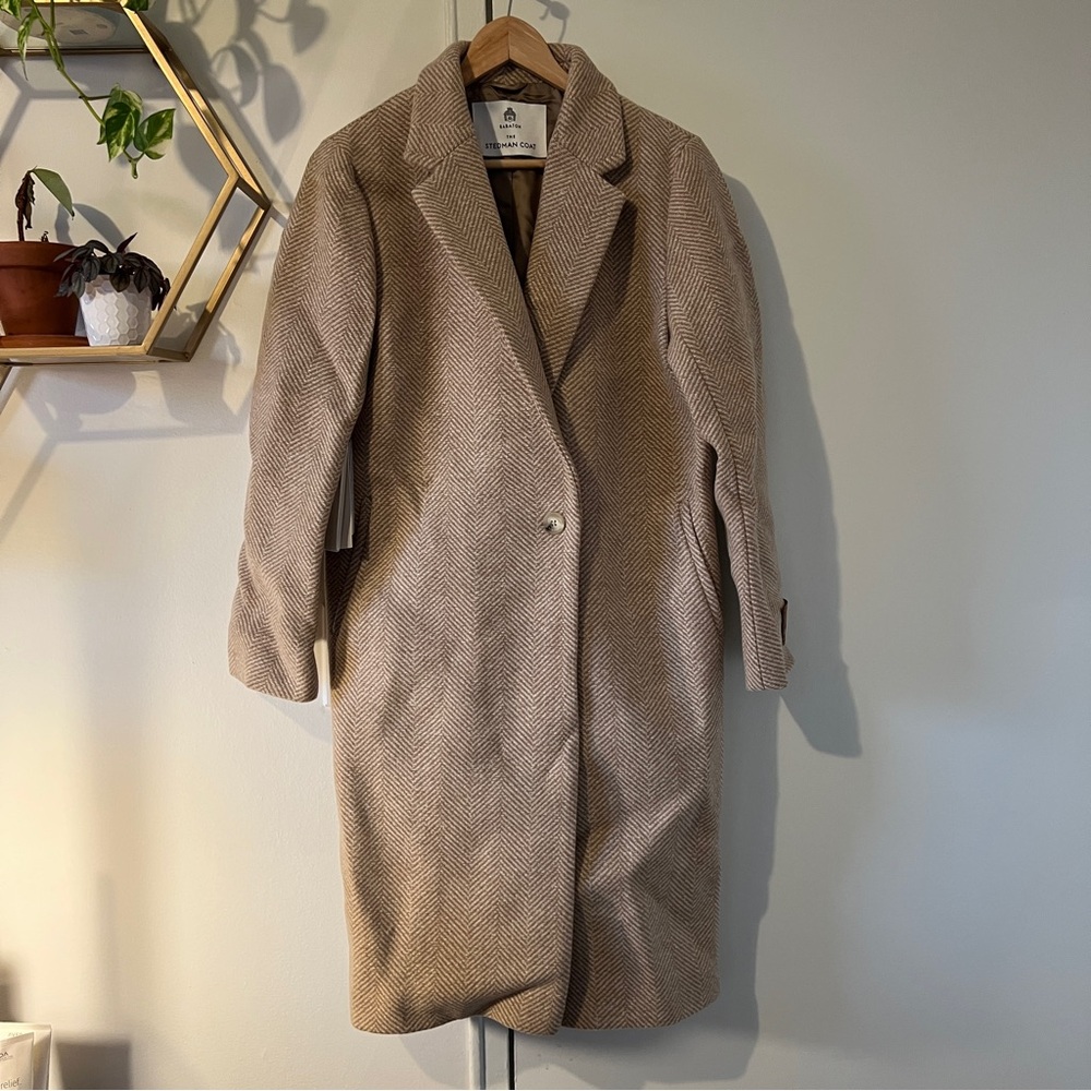 Babaton The Stedman Coat - Soft Wool Cashmere - tan herringbone